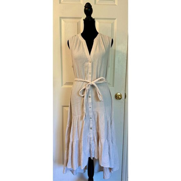 DREW Josephine Tiered Button Up Tank Gauze Lightweight Dress Women's M - Picture 2 of 10